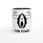 Farbige "YONI POWER"-Keramiktasse (325ml) farbiger Henkel, Rand, Innenbereich, Kaffeetasse Teetasse Yonitasse Keramikbecher 🌸 Yoni Motiv Yoniart Yoni Art