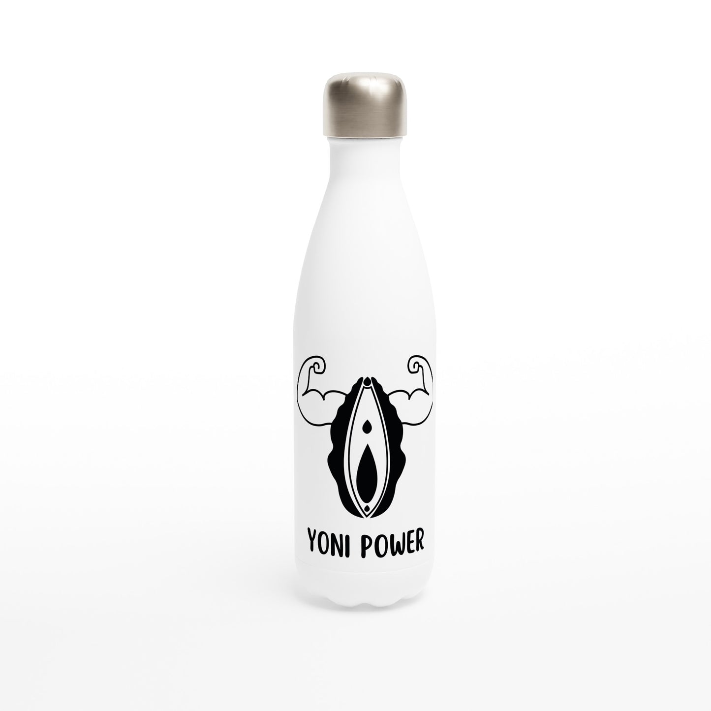 "YONI POWER" Edelstahl Trinkflasche (500ml), heiße und kalte Getränke, Flasche, Kraftvoll Weiblichkeit Yoni Motiv Yoniart Yoni Art