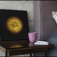 Leinwandbild Feurige Pusteblume Vor Schwarzem Hintergrund #13 Wandbild - Hochwertiger Kunstdruck