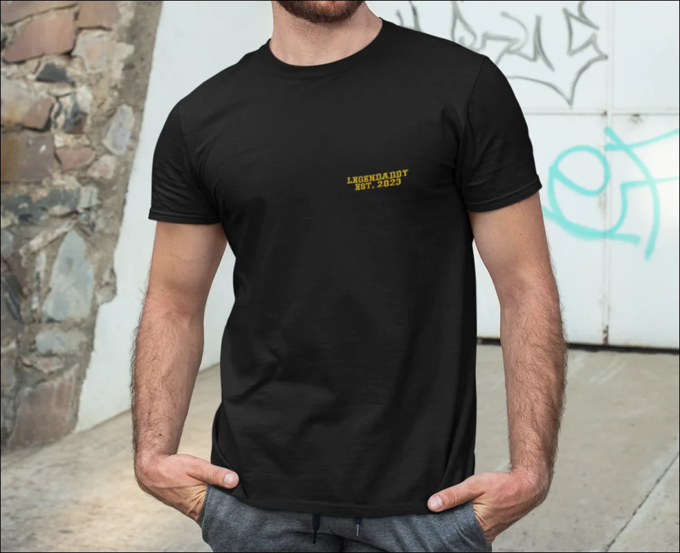 Legendaddy T-Shirt Bestickt / Papa Bio Baumwoll Shirt Geschenk Für Vater Personalisiertes Schwarz S